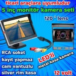 1 ADET LEDLİ METAL KASA KAMERA VE 5 İNÇ EKRAN  12 VOLT KAYIT YAPMAZ - Görsel 3