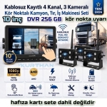 10 İNÇ DVR DOKUNMATİK 3 ADET KABLOSUZ KAMERA AHD 1080P  MONİTÖR BSD KÖR NOKTA SİSTEMLİ 12 24 V - Görsel 6