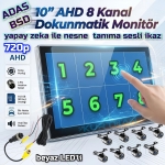 8 ADET BEYAZ LEDLİ AHD 720p KELEBEK KAMERA 10 İNÇ 8 CH DOKUNMATİK EKRAN 512 GB DVR ADAS BSD 12 VOLT - Görsel 3