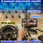 8 CH 10 İNÇ DOKUNMATİK MONİTÖR 8 ADET LEDSİZ AHD 1080P KELEBEK KAMERA  512 GB DVR ADAS BSD 12 VOLT - Görsel 4
