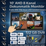 8 ADET BEYAZ LEDLİ AHD 720p KELEBEK KAMERA 10 İNÇ 8 CH DOKUNMATİK EKRAN 512 GB DVR ADAS BSD 12 VOLT - Görsel 7