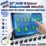 8 CH 10 İNÇ DOKUNMATİK EKRAN  8 ADET LEDSİZ AHD 720p BALIK GÖZÜ KAMERA 512 GB DVR ADAS BSD 12 VOLT - Görsel 6