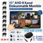10 İNÇ 8 CH DOKUNMATİK EKRAN 8 ADET AHD 1080P KAMERA  512 GB DVR ADAS BSD 12 24  VOLT - Görsel 5