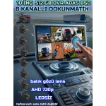 8 CH 10 İNÇ DOKUNMATİK EKRAN  8 ADET LEDSİZ AHD 720p BALIK GÖZÜ KAMERA 512 GB DVR ADAS BSD 12 VOLT - Görsel 4