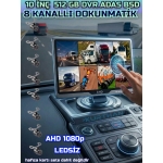 8 CH 10 İNÇ DOKUNMATİK MONİTÖR 8 ADET LEDSİZ AHD 1080P KELEBEK KAMERA  512 GB DVR ADAS BSD 12 VOLT - Görsel 3